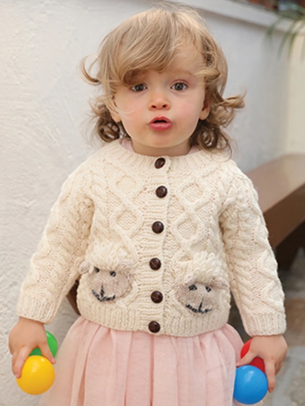 Aran Sweater Market  merino baby Cardigan with sheep pockets Ireland 12-18 mo